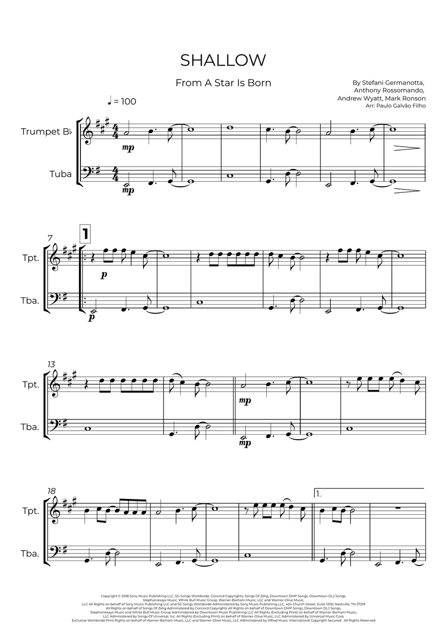 Shallow Shallow Brass Duet scores gallery preview page 2