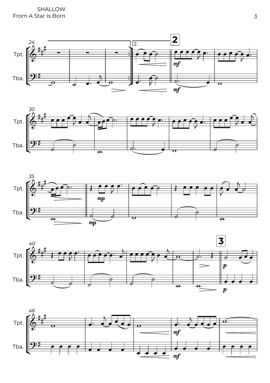 Shallow Shallow Brass Duet scores gallery preview page 3