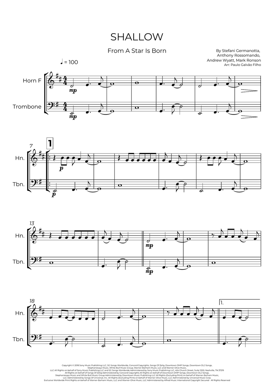 Shallow Shallow Brass Duet scores gallery preview page 2