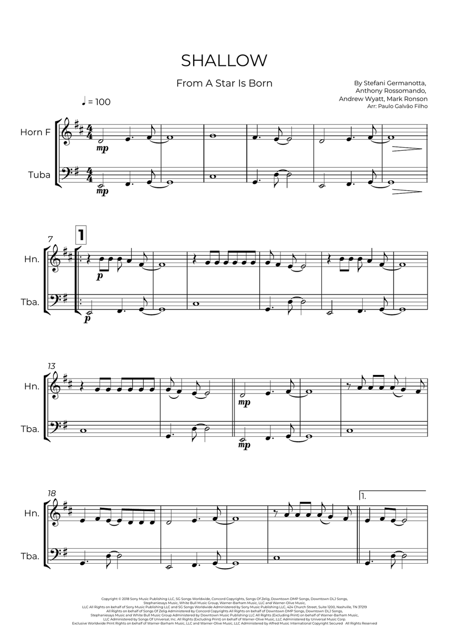 Shallow Shallow Brass Duet scores gallery preview page 2