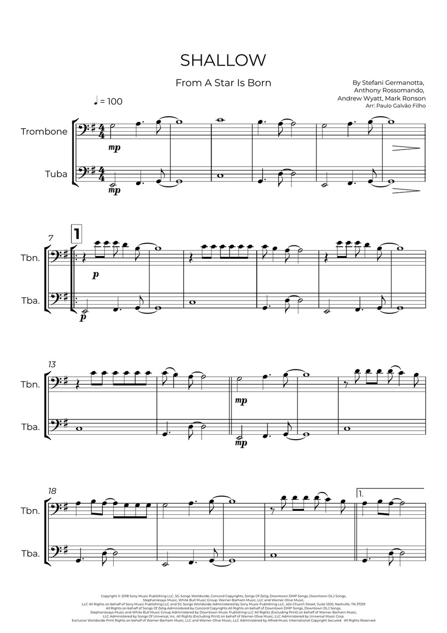 Shallow Shallow Brass Duet scores gallery preview page 2