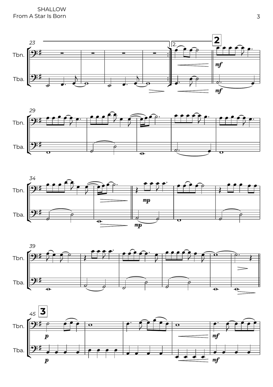 Shallow Shallow Brass Duet scores gallery preview page 3