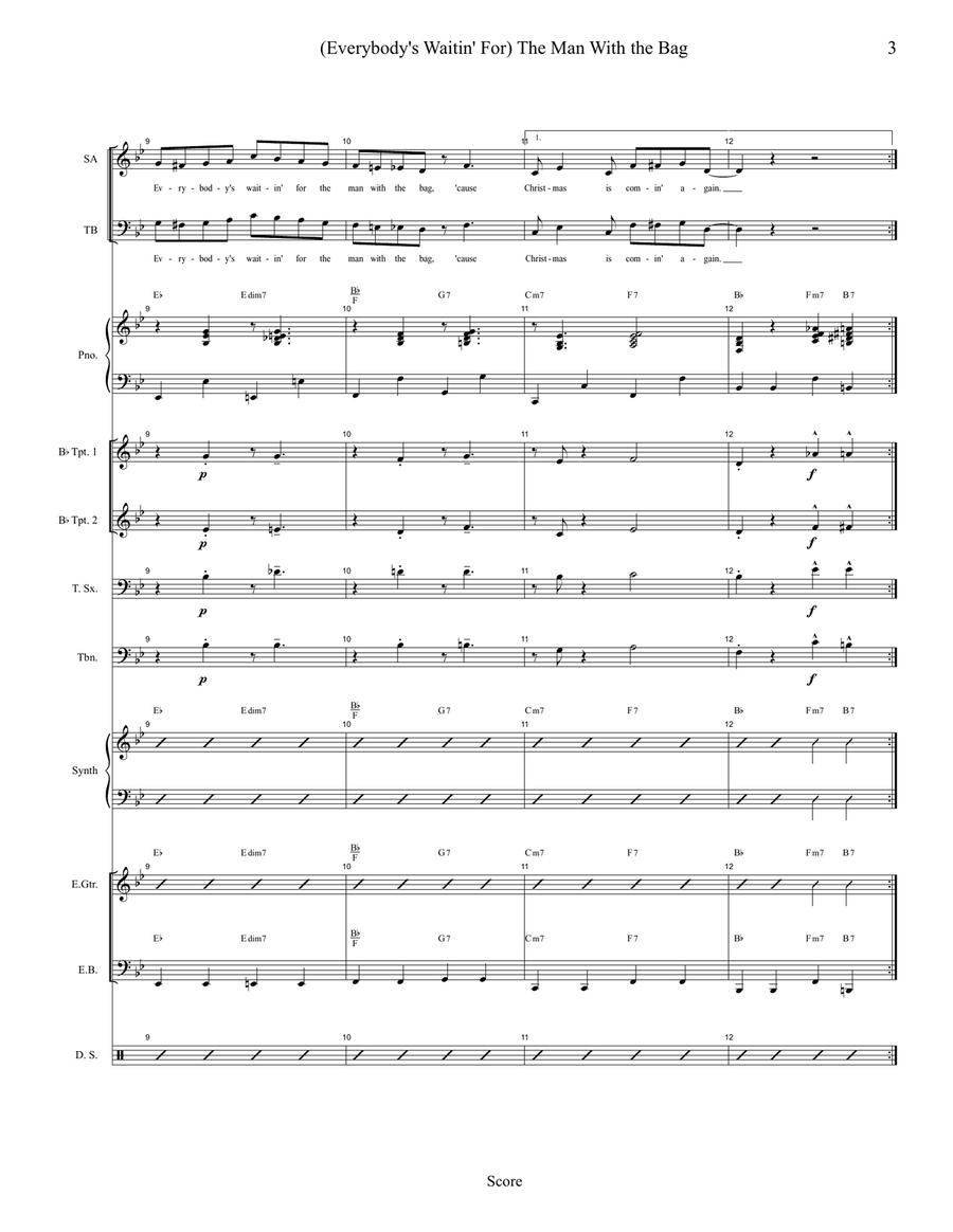 (Everybody's Waitin' For) The Man With The Bag Jazz Ensemble scores gallery preview page 3