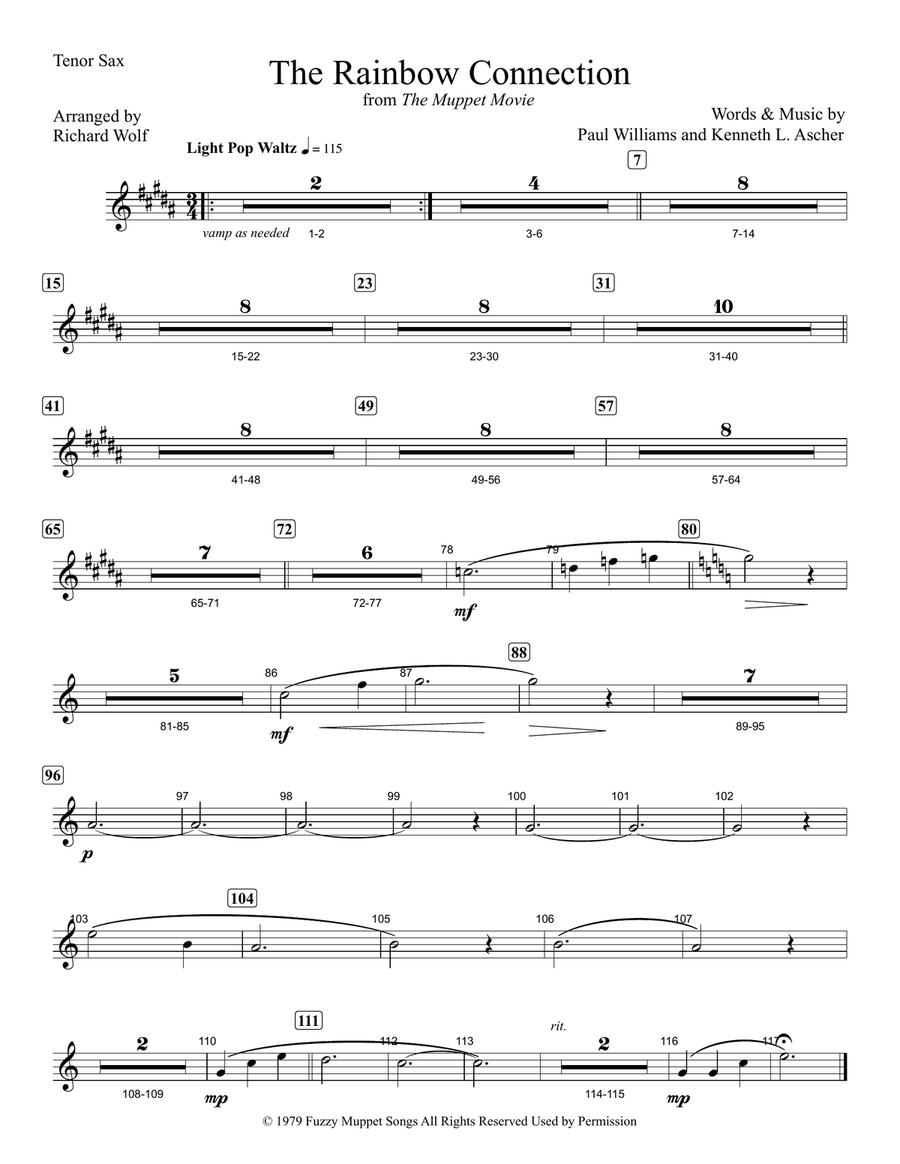 The Rainbow Connection The Rainbow Connection Tenor Saxophone scores gallery preview page 1