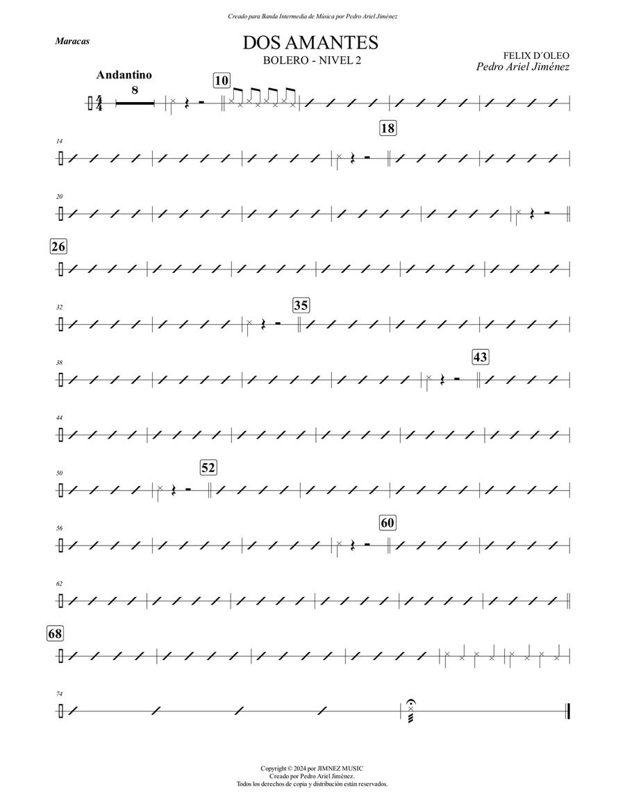 DOS AMANTES - FELIX D´ OLEO - PEDRO ARIEL JIMÉNEZ - MARACAS Part scores gallery preview page 1