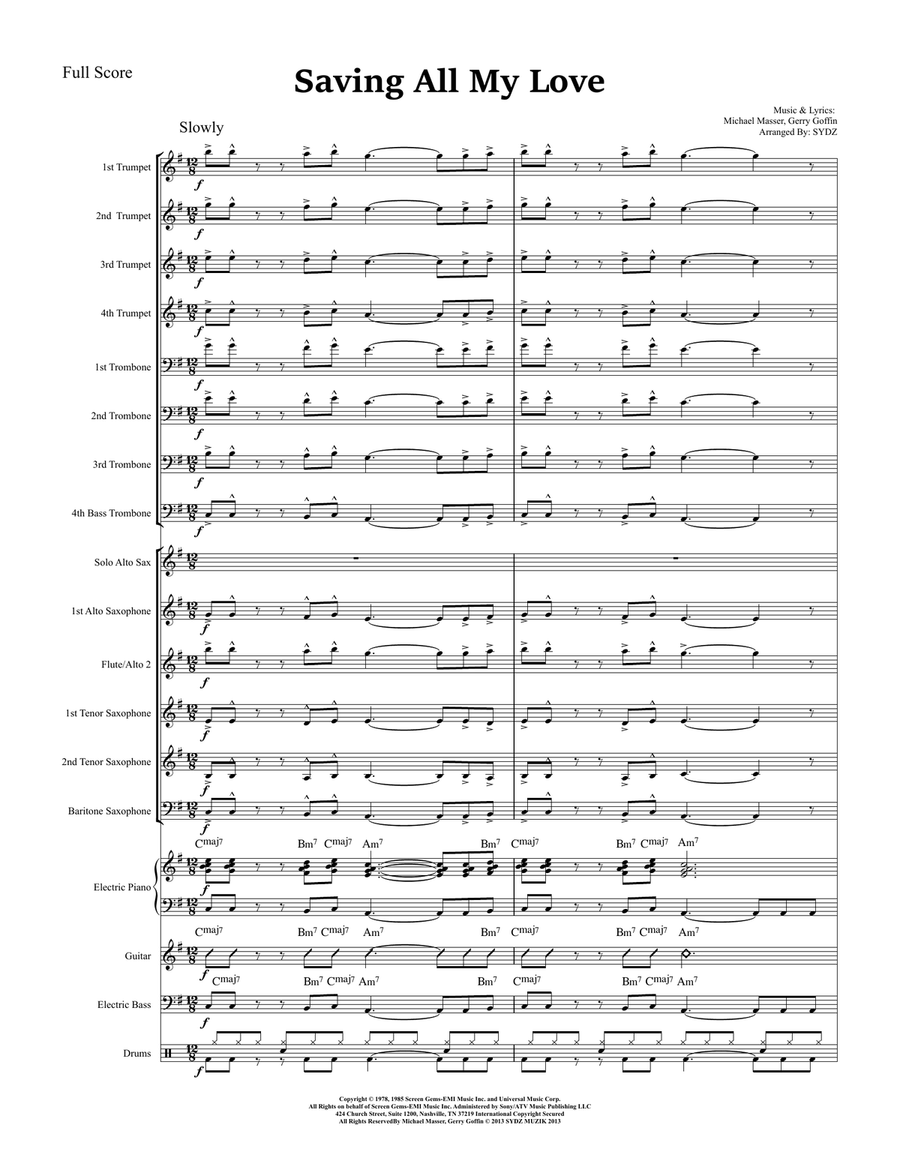 Saving All My Love For You Jazz Ensemble scores gallery preview page 1
