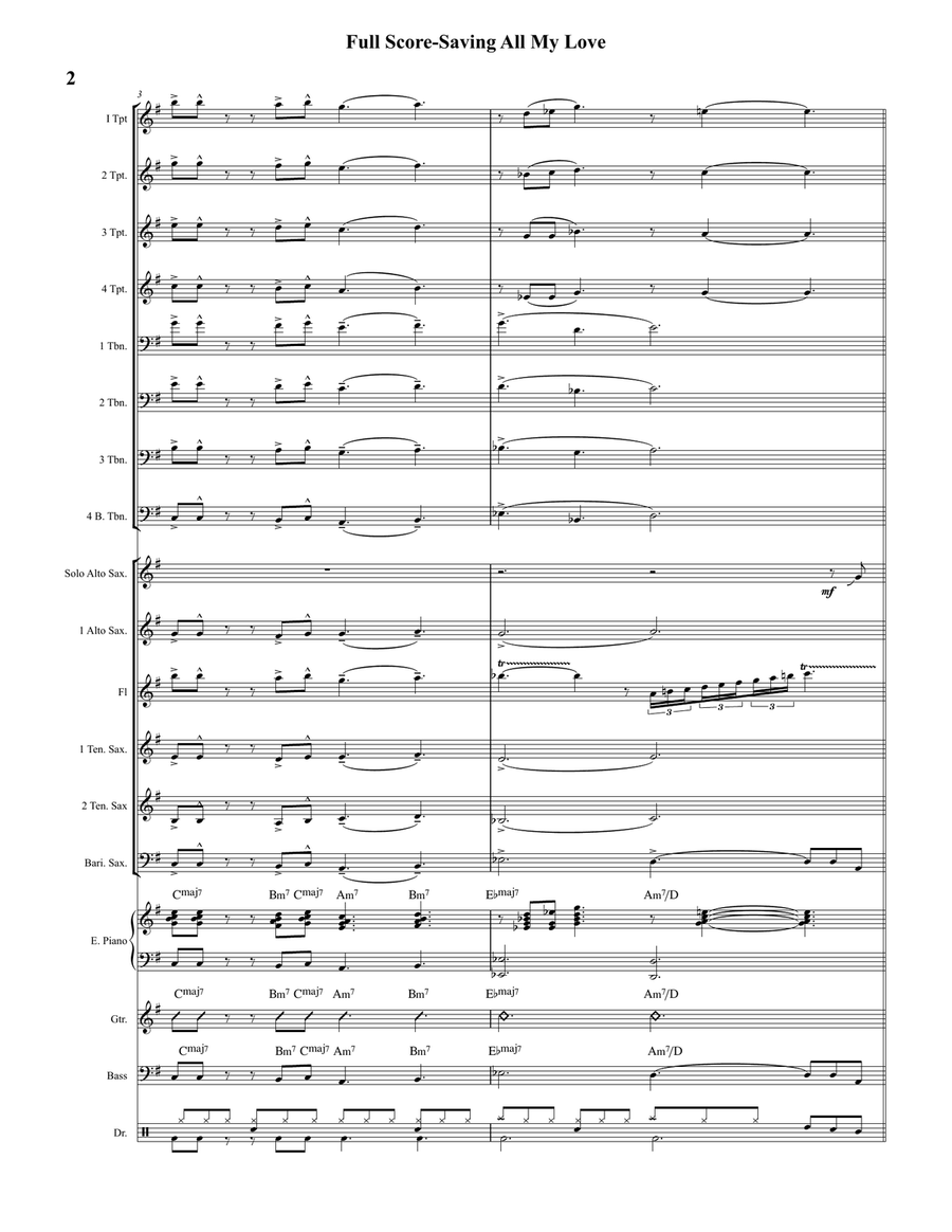 Saving All My Love For You Jazz Ensemble scores gallery preview page 2