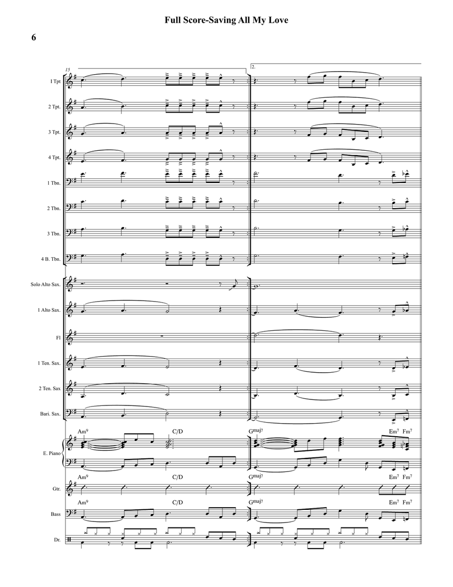 Saving All My Love For You Jazz Ensemble scores gallery preview page 6