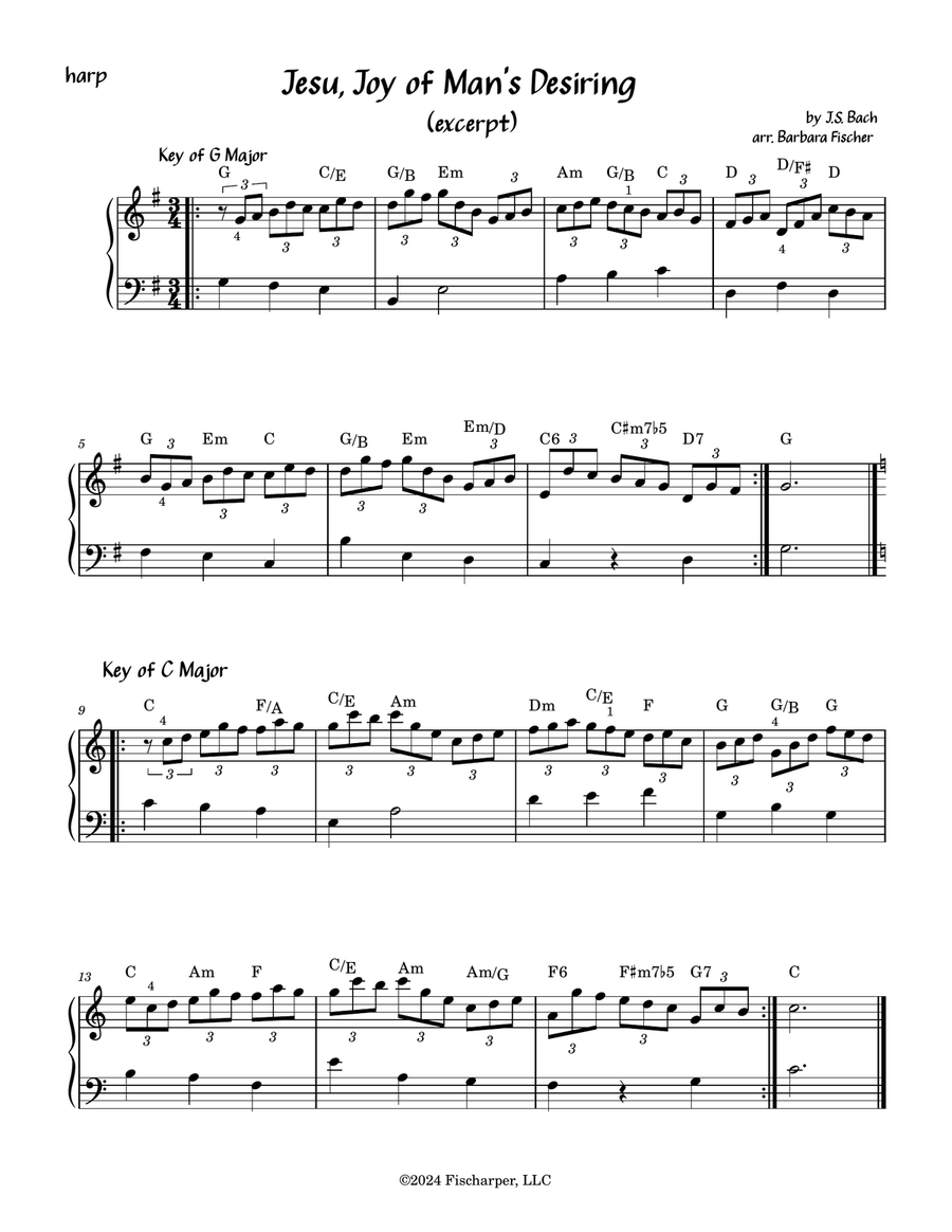Jesu, Joy of Man's Desiring Harp scores gallery preview page 1