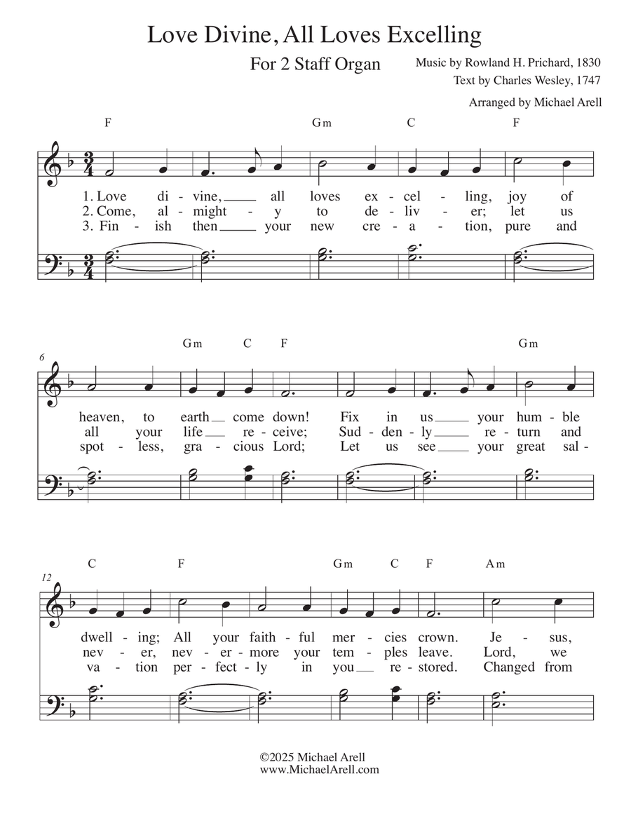 Love Divine, All Loves Excelling for 2 Staff Organ Organ Solo scores gallery preview page 1