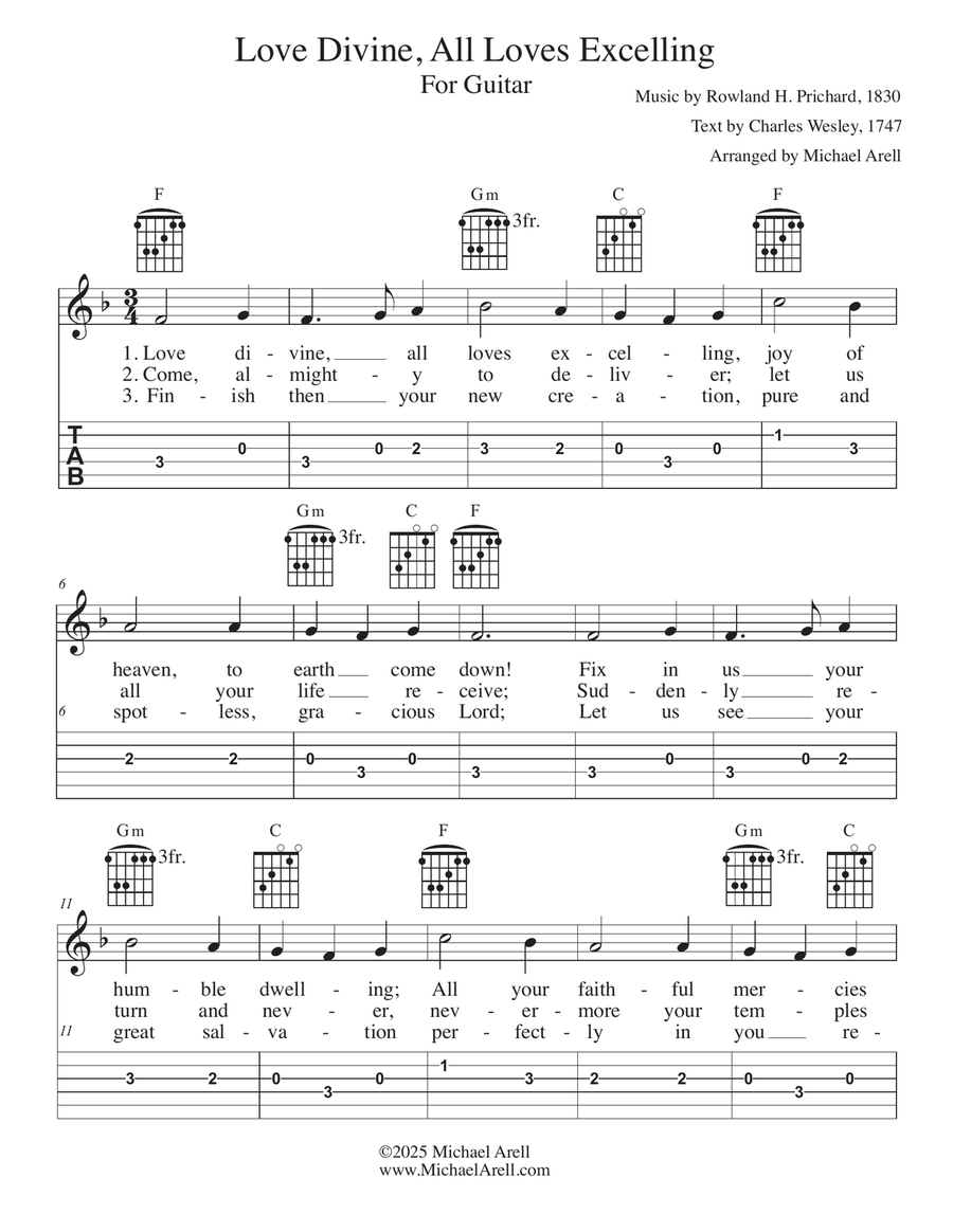 Love Divine, All Loves Excelling for Guitar Acoustic Guitar scores gallery preview page 1