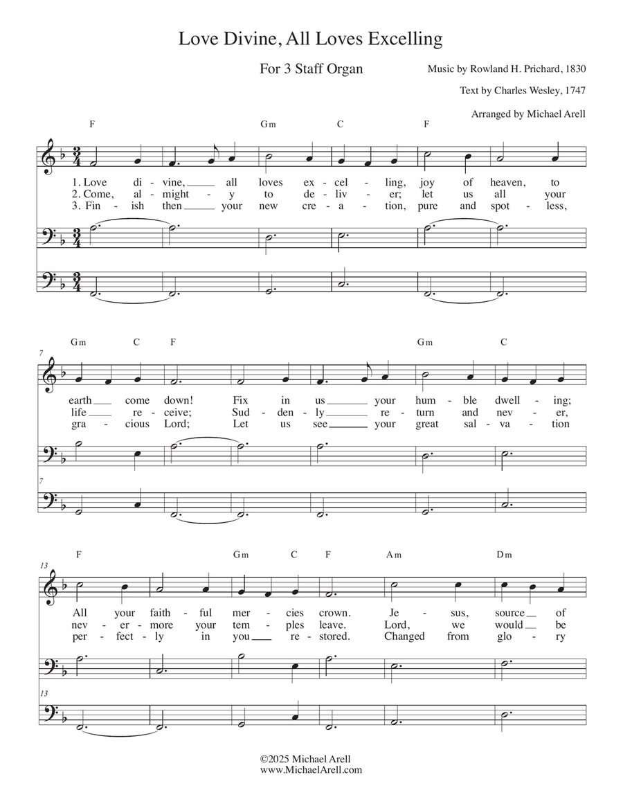 Love Divine, All Loves Excelling for 3 Staff Organ Organ Solo scores gallery preview page 1