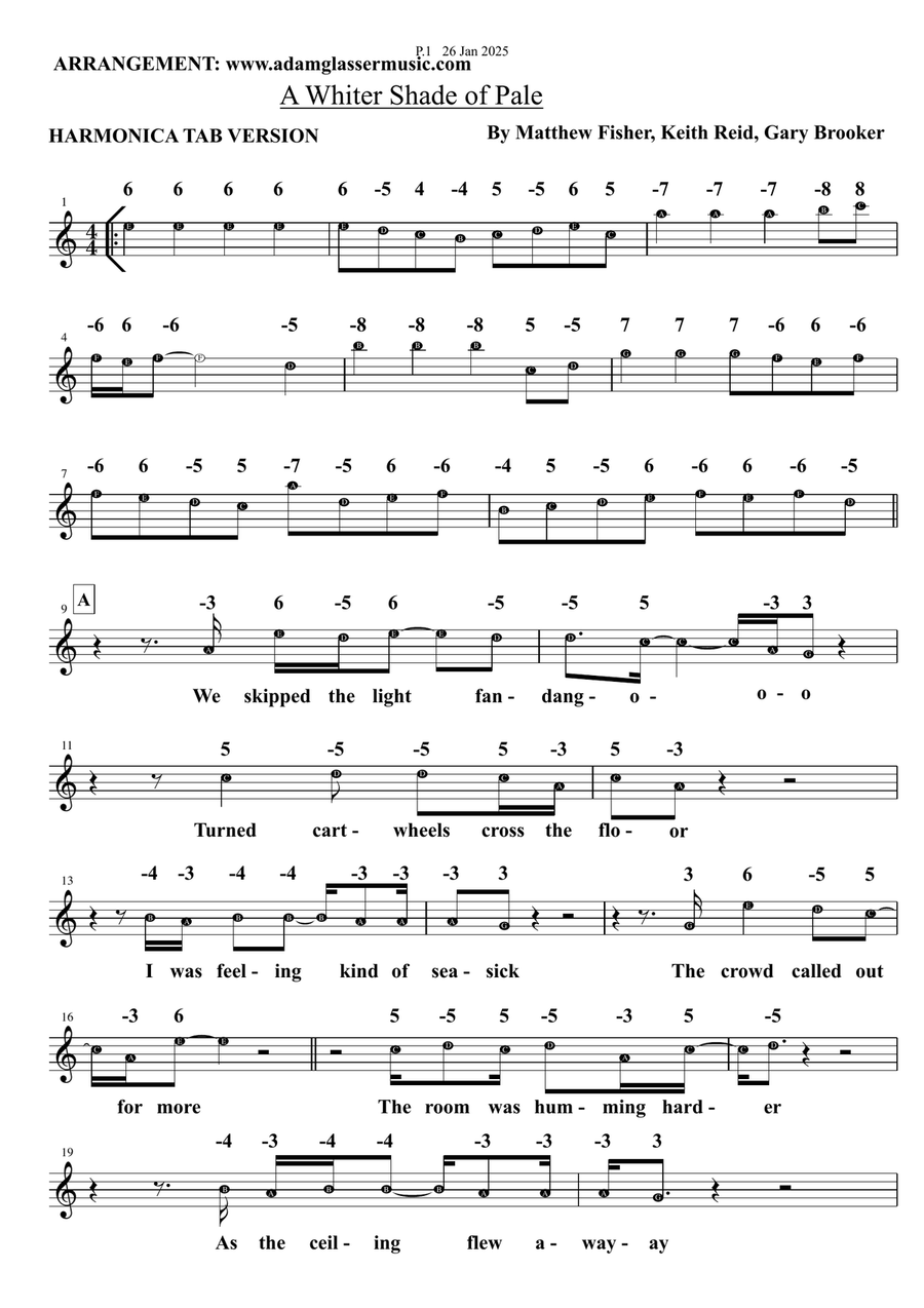 A Whiter Shade Of Pale A Whiter Shade Of Pale Piano scores gallery preview page 1