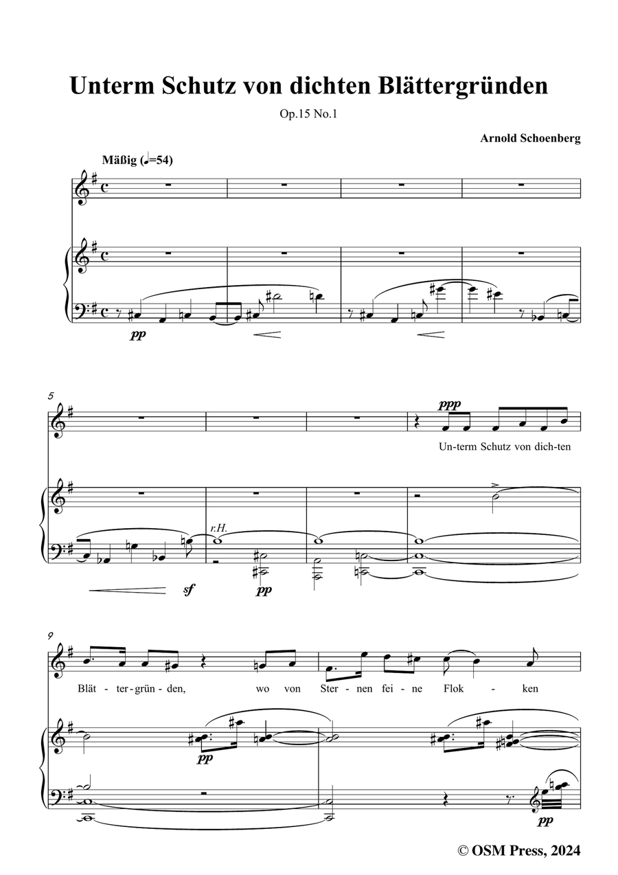 Schoenberg-Unterm Schutz von dichten Blättergründen,in e minor Piano, Vocal scores gallery preview page 3