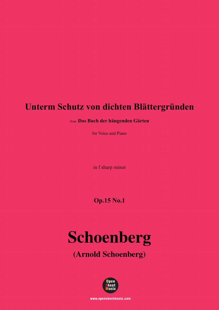 Schoenberg-Unterm Schutz von dichten Blättergründen,in f sharp minor Piano, Vocal scores gallery preview page 1