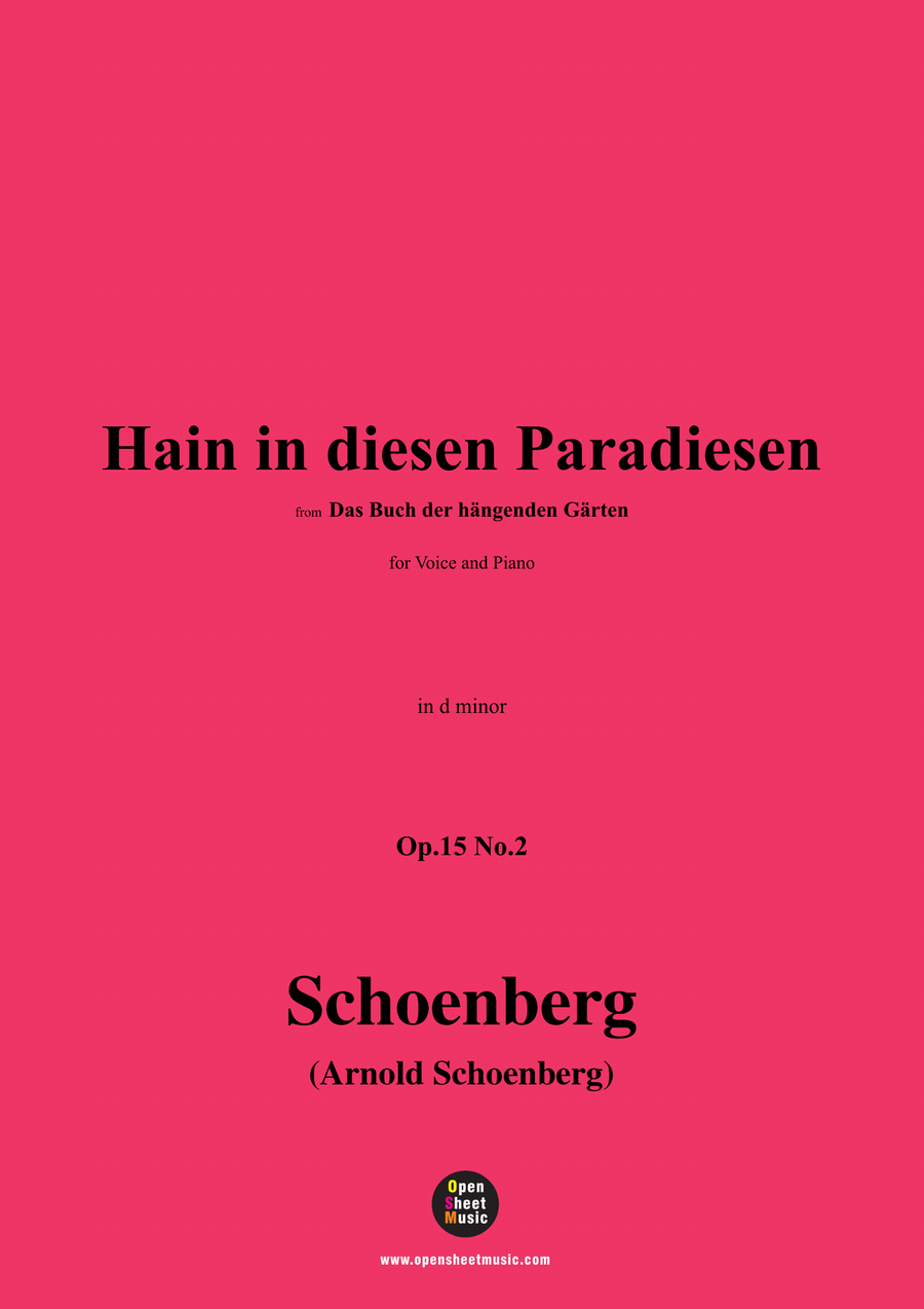Schoenberg-Hain in diesen Paradiesen,in d minor Piano, Vocal scores gallery preview page 1