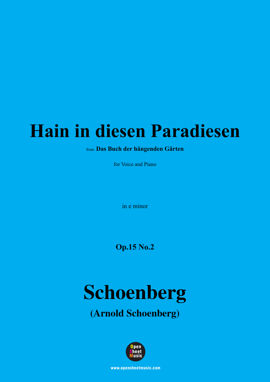 Schoenberg-Hain in diesen Paradiesen,in e minor Piano, Vocal scores gallery preview page 1