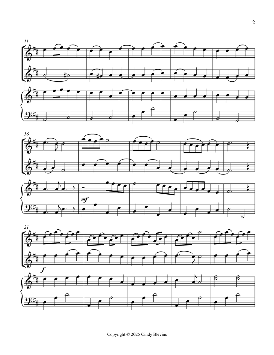 Joyful, Joyful, We Adore Thee, for Two Recorders and Piano Woodwind Duet scores gallery preview page 3