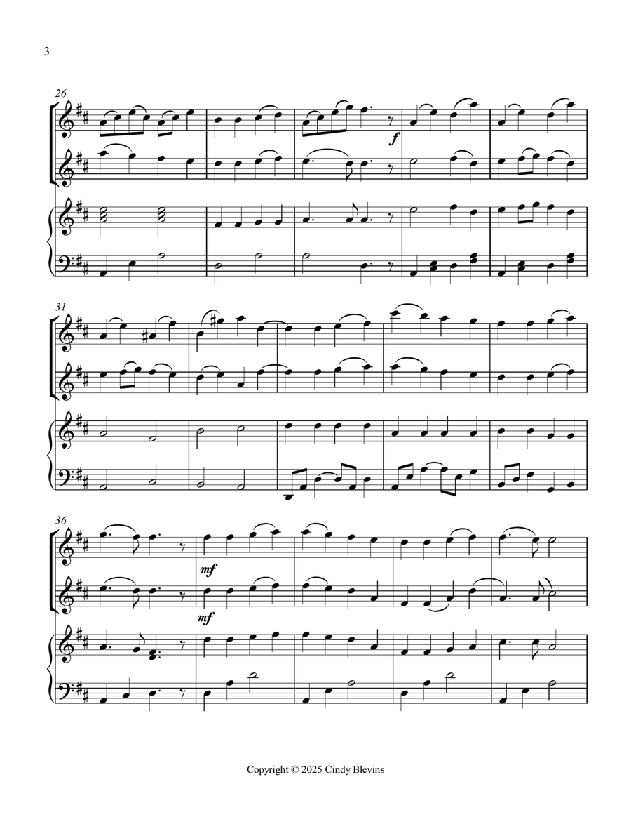 Joyful, Joyful, We Adore Thee, for Two Recorders and Piano Woodwind Duet scores gallery preview page 4
