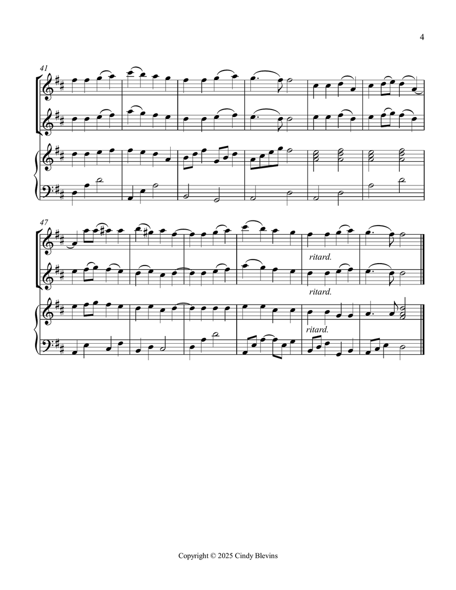 Joyful, Joyful, We Adore Thee, for Two Recorders and Piano Woodwind Duet scores gallery preview page 5