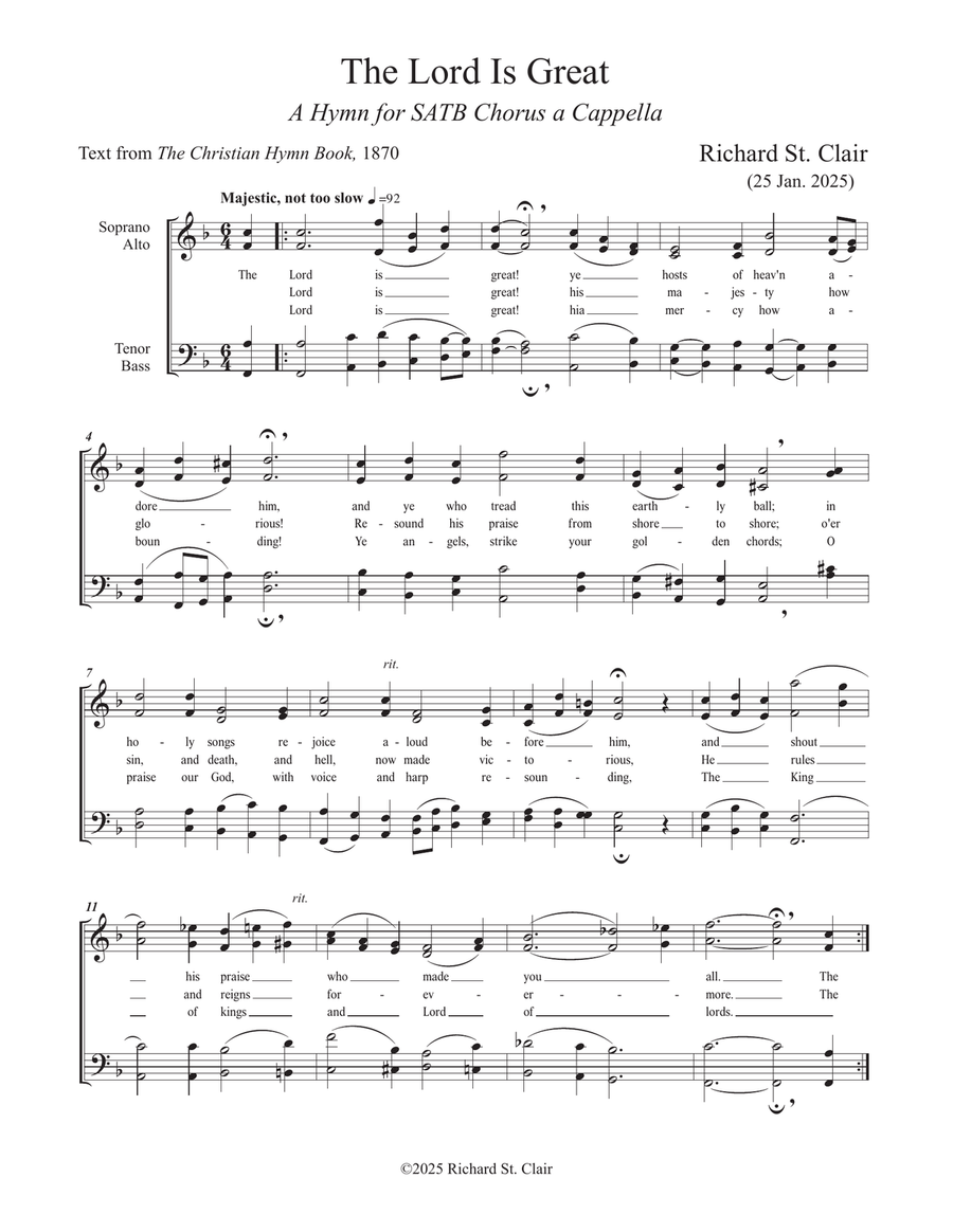 The Lord Is Great - for a Cappella Chorus 4-Part scores gallery preview page 1