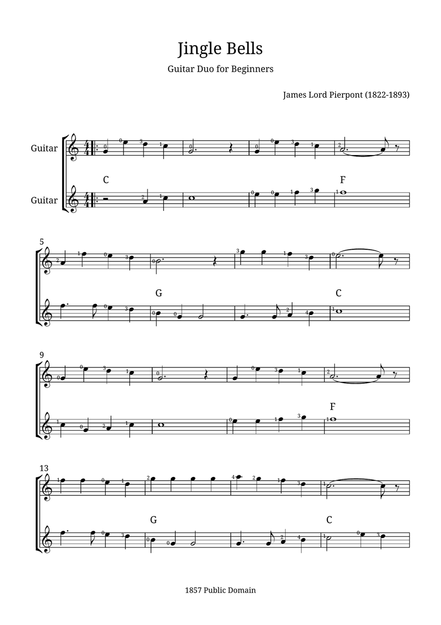 Jingle Bells Jingle Bells Acoustic Guitar scores gallery preview page 1