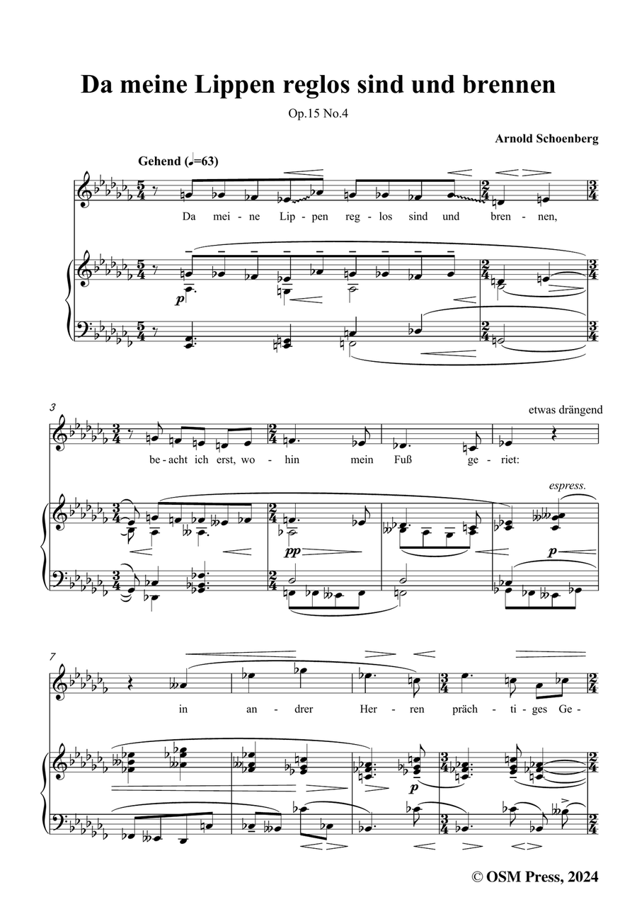 Schoenberg-Da meine Lippen reglos sind und brennen,in a flat minor Piano, Vocal scores gallery preview page 3