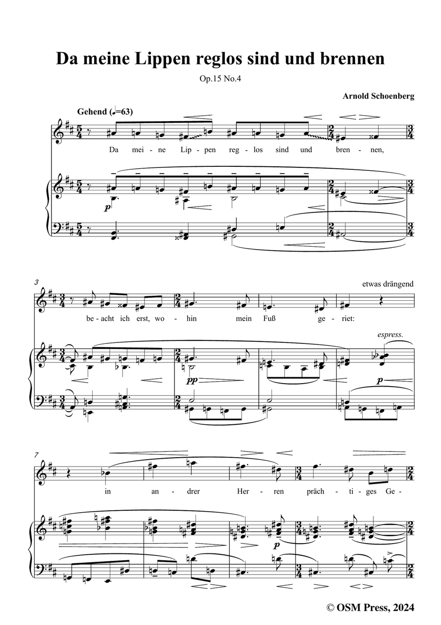 Schoenberg-Da meine Lippen reglos sind und brennen,in b minor Piano, Vocal scores gallery preview page 3