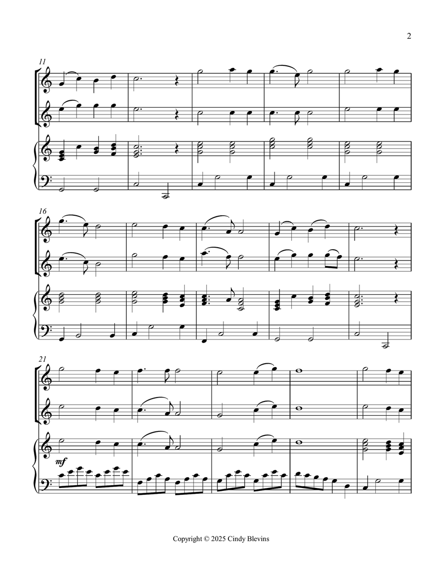 Nearer, My God, to Thee, for Two Recorders and Piano Woodwind Duet scores gallery preview page 3