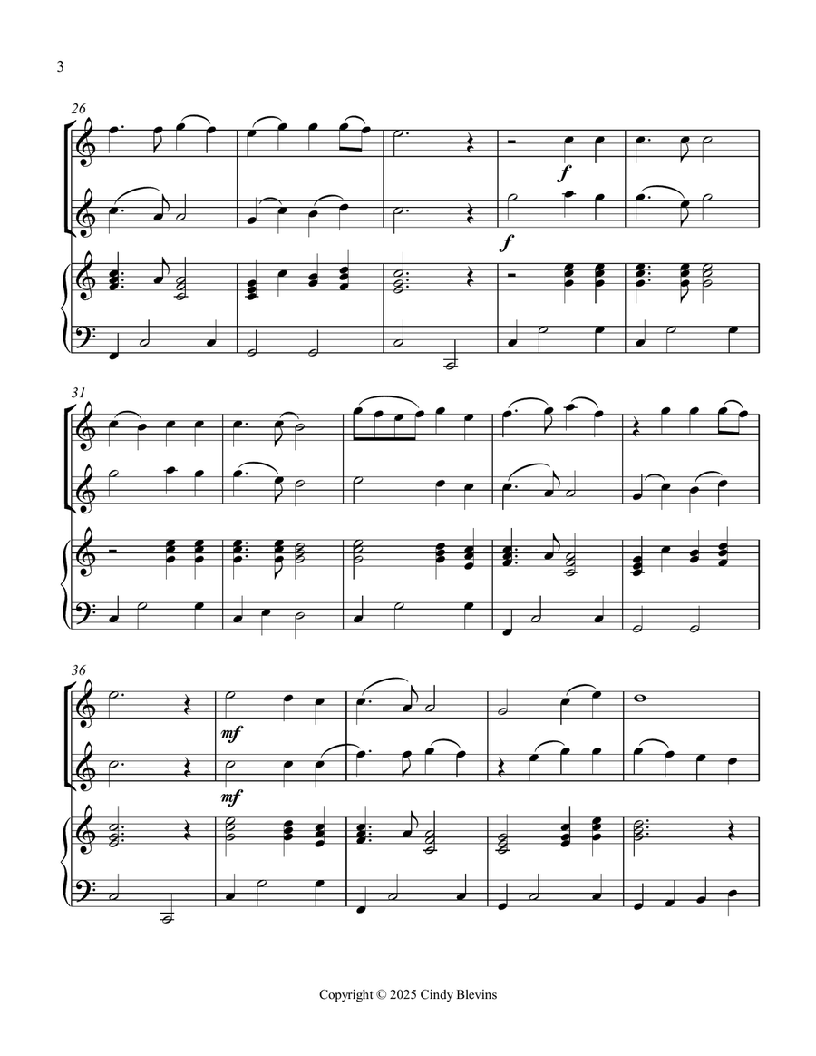 Nearer, My God, to Thee, for Two Recorders and Piano Woodwind Duet scores gallery preview page 4