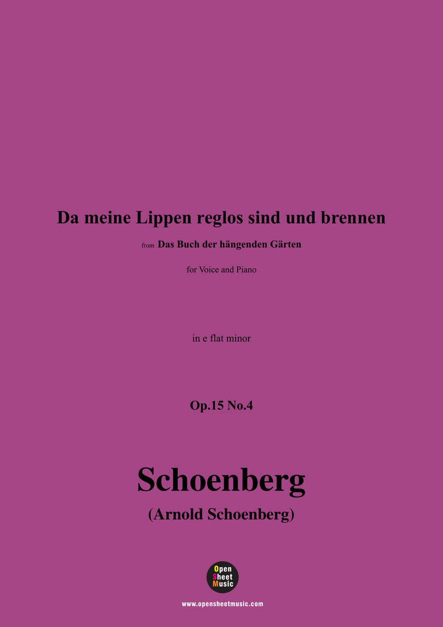 Schoenberg-Da meine Lippen reglos sind und brennen,in e flat minor Piano, Vocal scores gallery preview page 1
