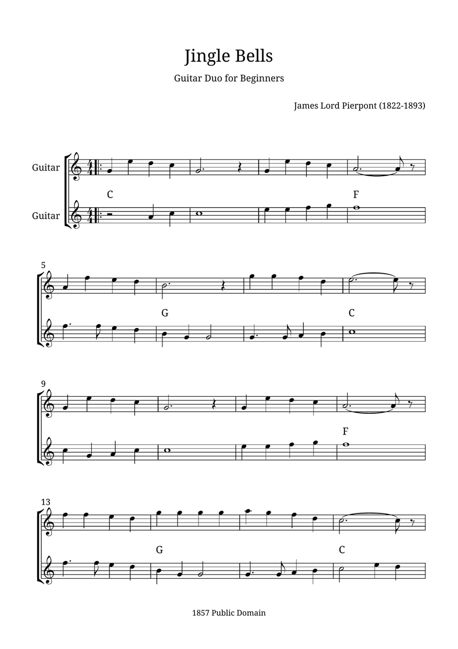 Jingle Bells Jingle Bells Acoustic Guitar scores gallery preview page 1