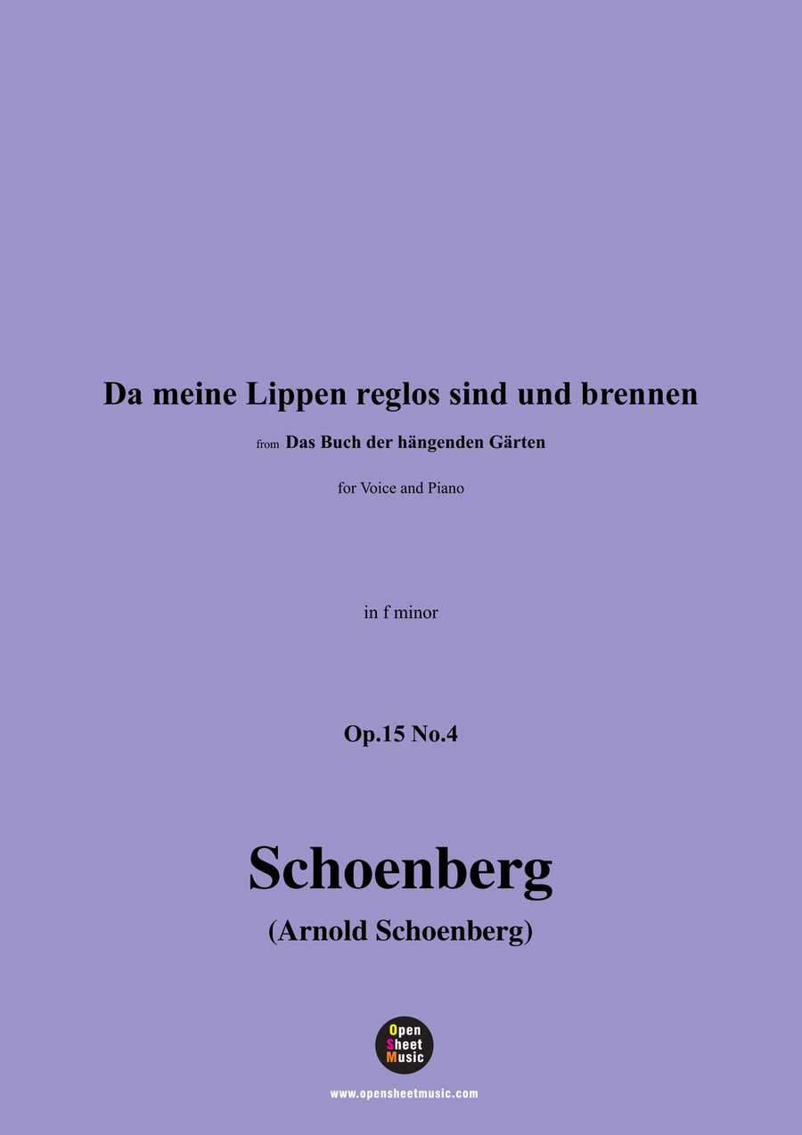 Schoenberg-Da meine Lippen reglos sind und brennen,in f minor Piano, Vocal scores gallery preview page 1