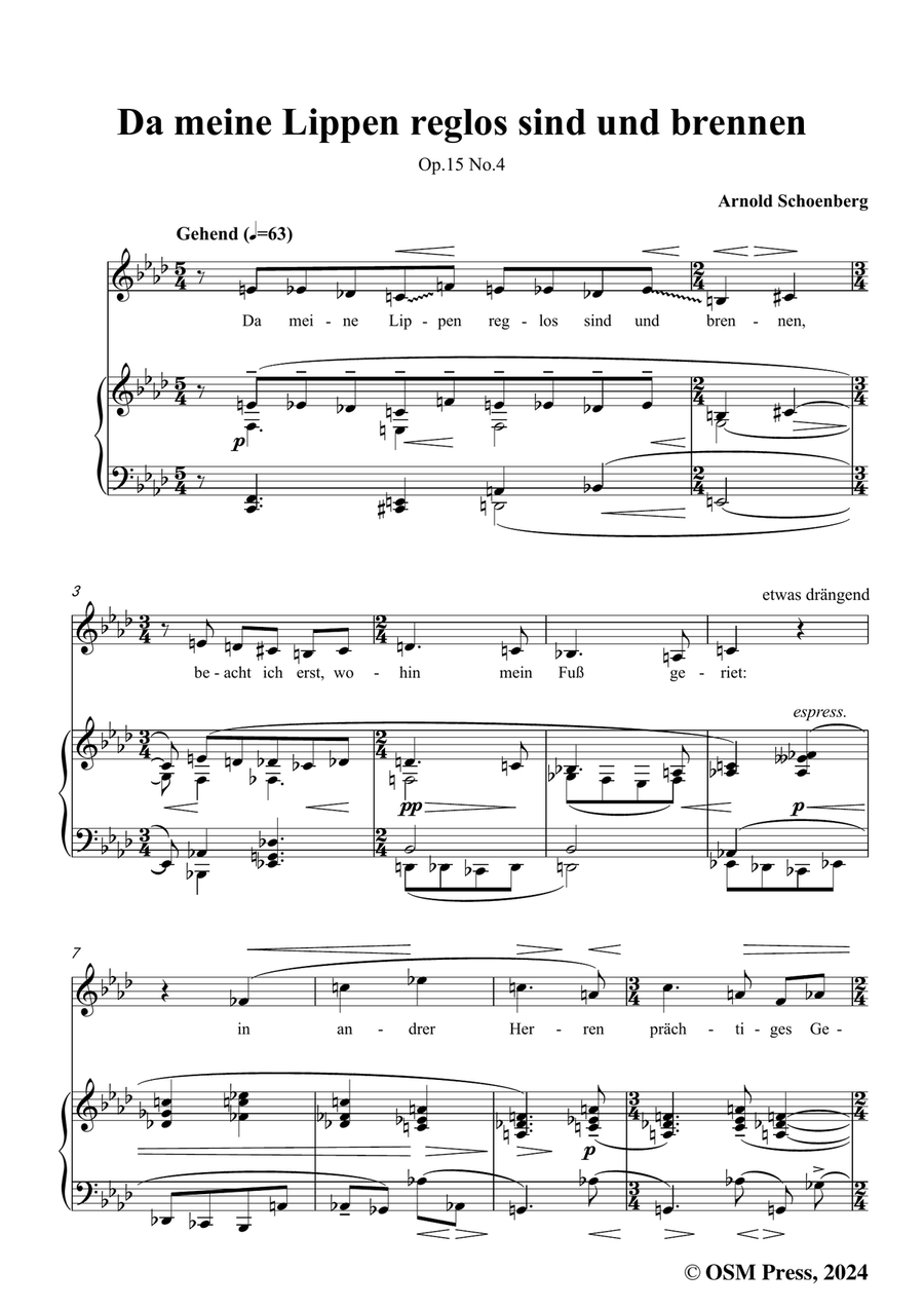 Schoenberg-Da meine Lippen reglos sind und brennen,in f minor Piano, Vocal scores gallery preview page 3
