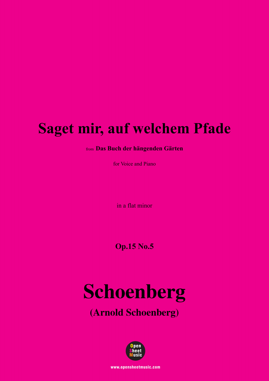 Schoenberg-Saget mir,in a flat minor Piano, Vocal scores gallery preview page 1
