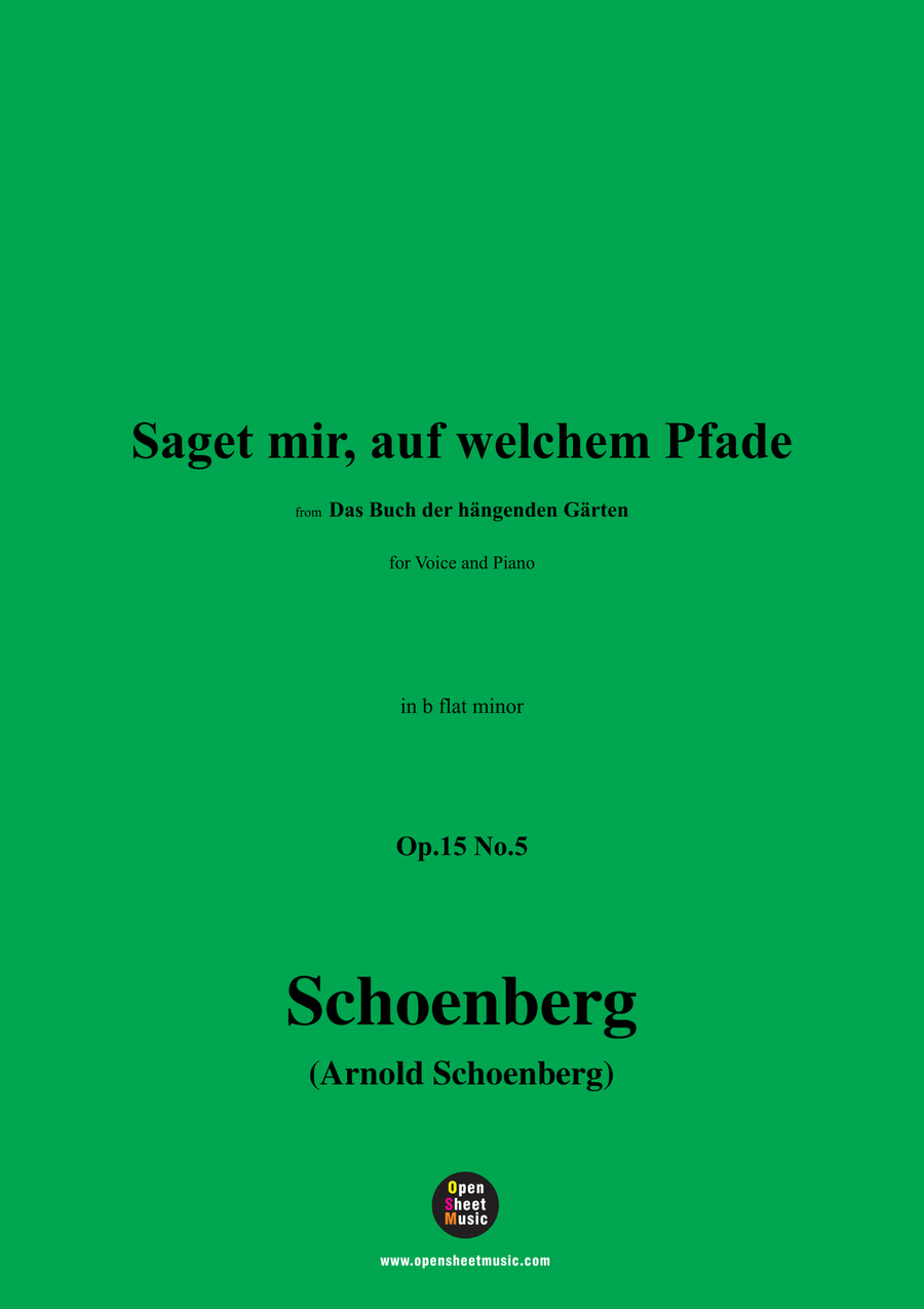 Schoenberg-Saget mir,auf welchem Pfade,in b flat minor Piano, Vocal scores gallery preview page 1