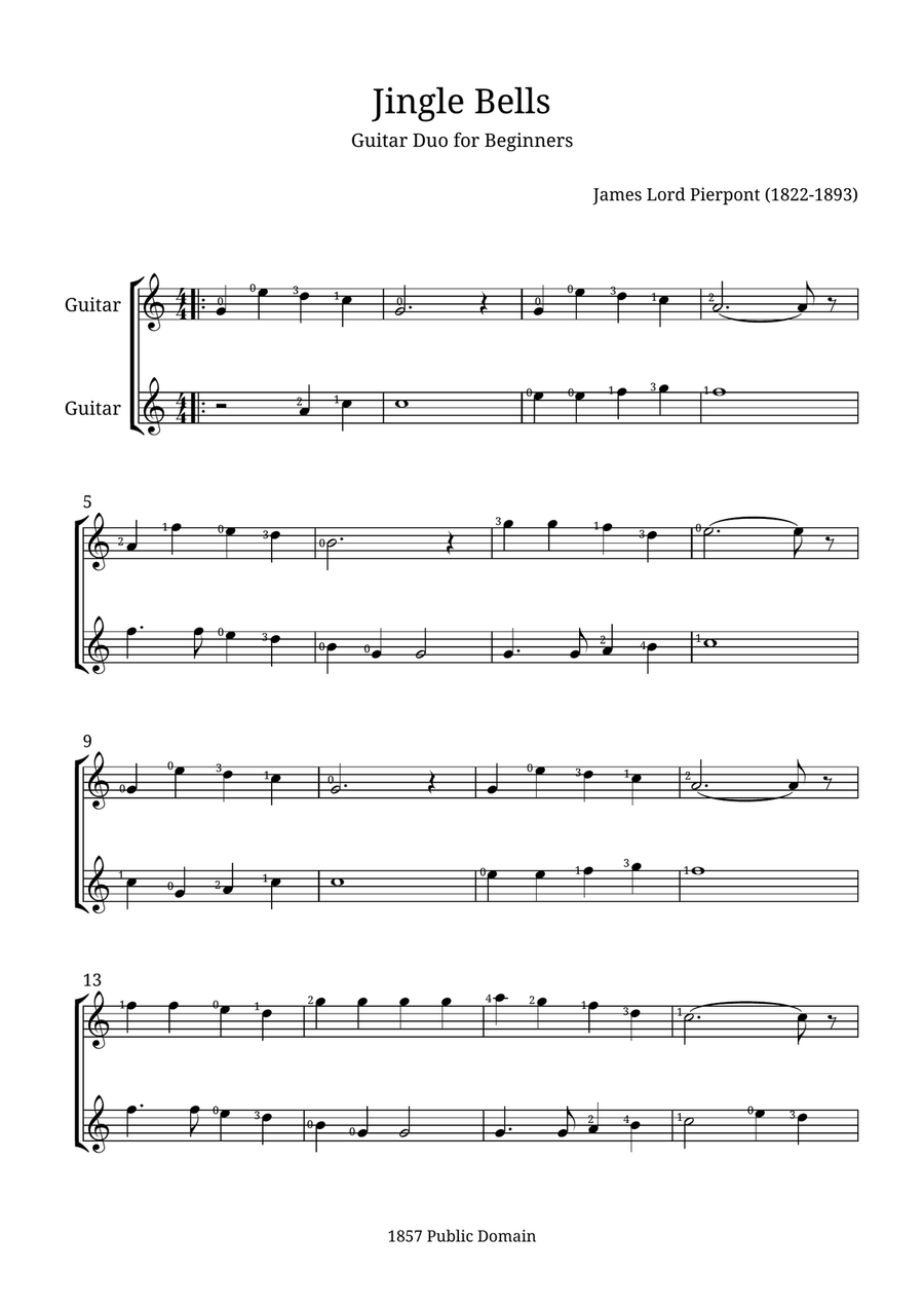 Jingle Bells Jingle Bells Acoustic Guitar scores gallery preview page 1