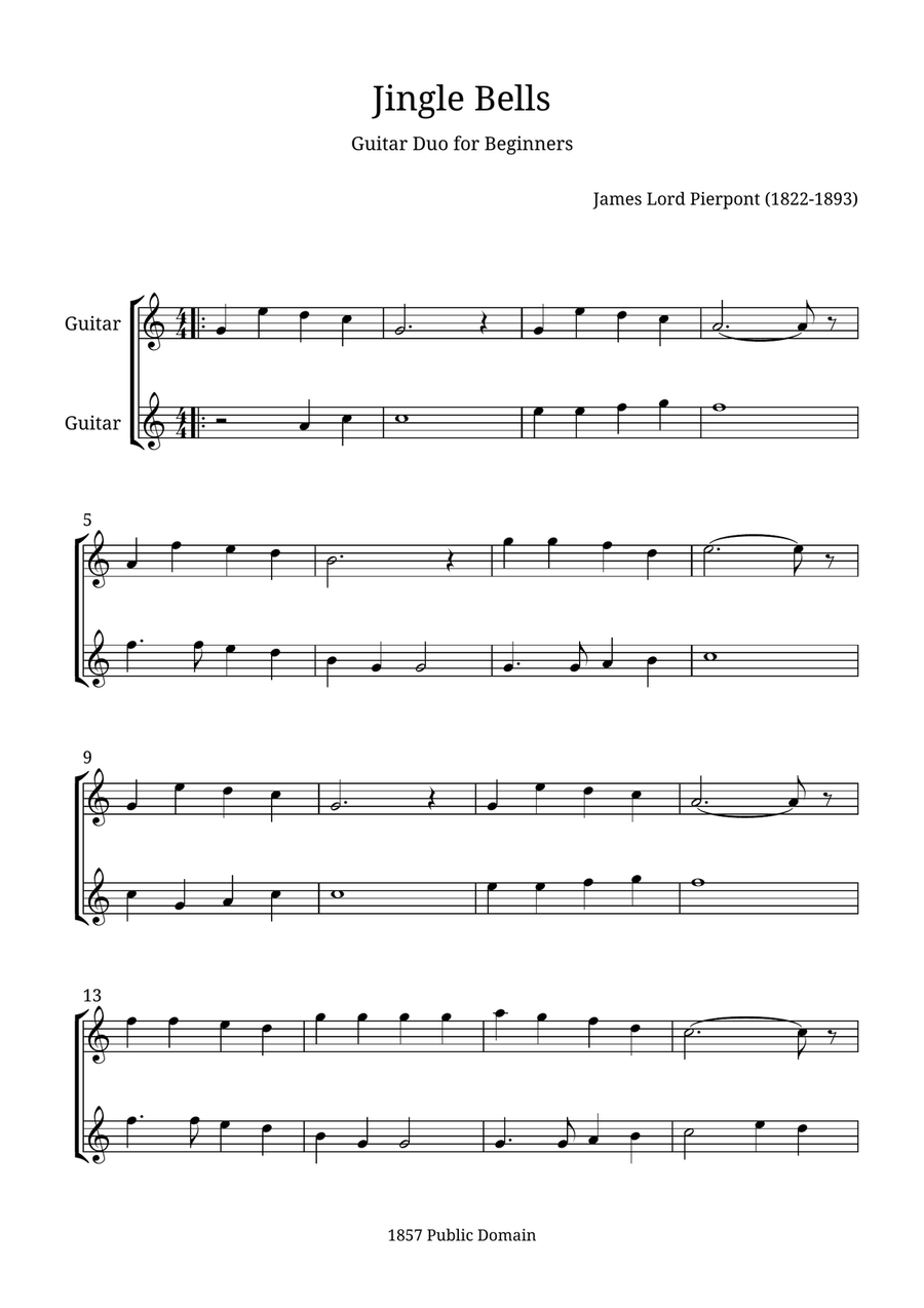 Jingle Bells Jingle Bells Acoustic Guitar scores gallery preview page 1