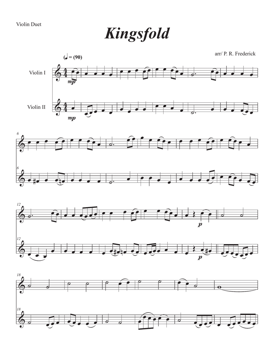 Kingsfold (Violin Duet) Kingsfold (Violin Duet) String Duet scores gallery preview page 1