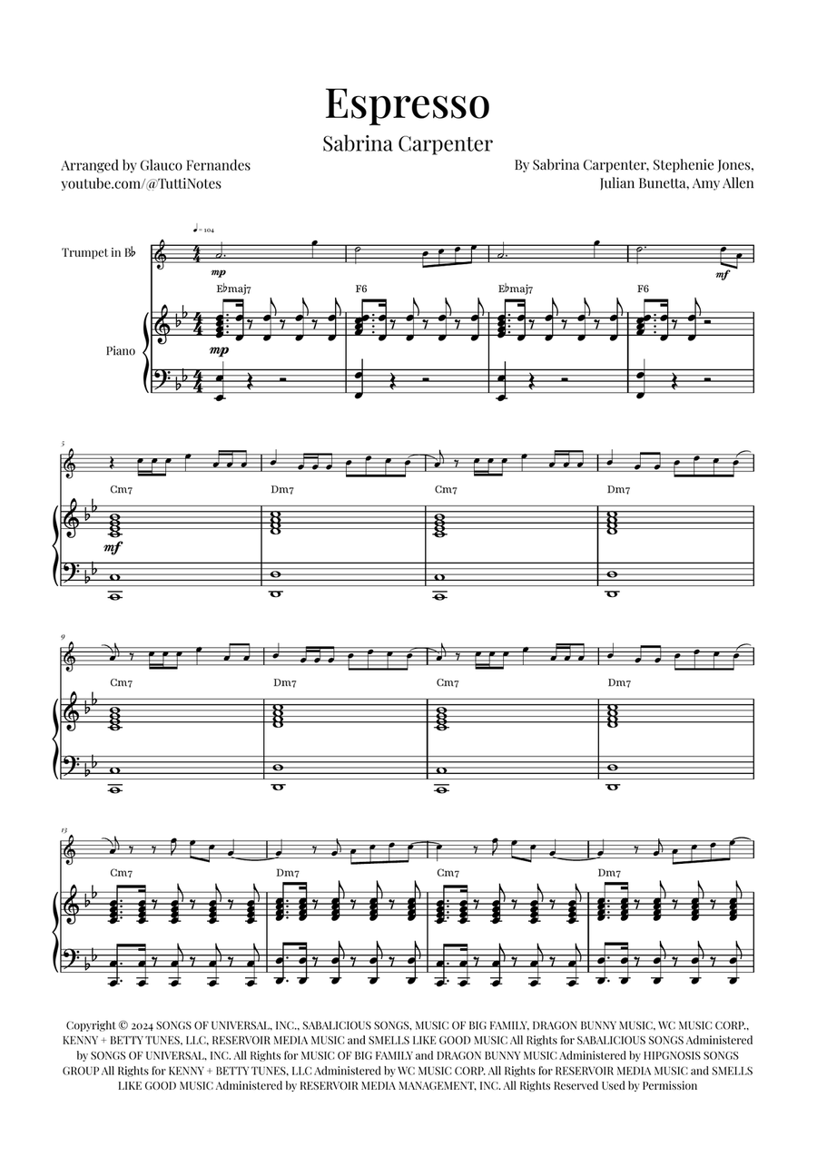 Espresso B-Flat Trumpet scores gallery preview page 1