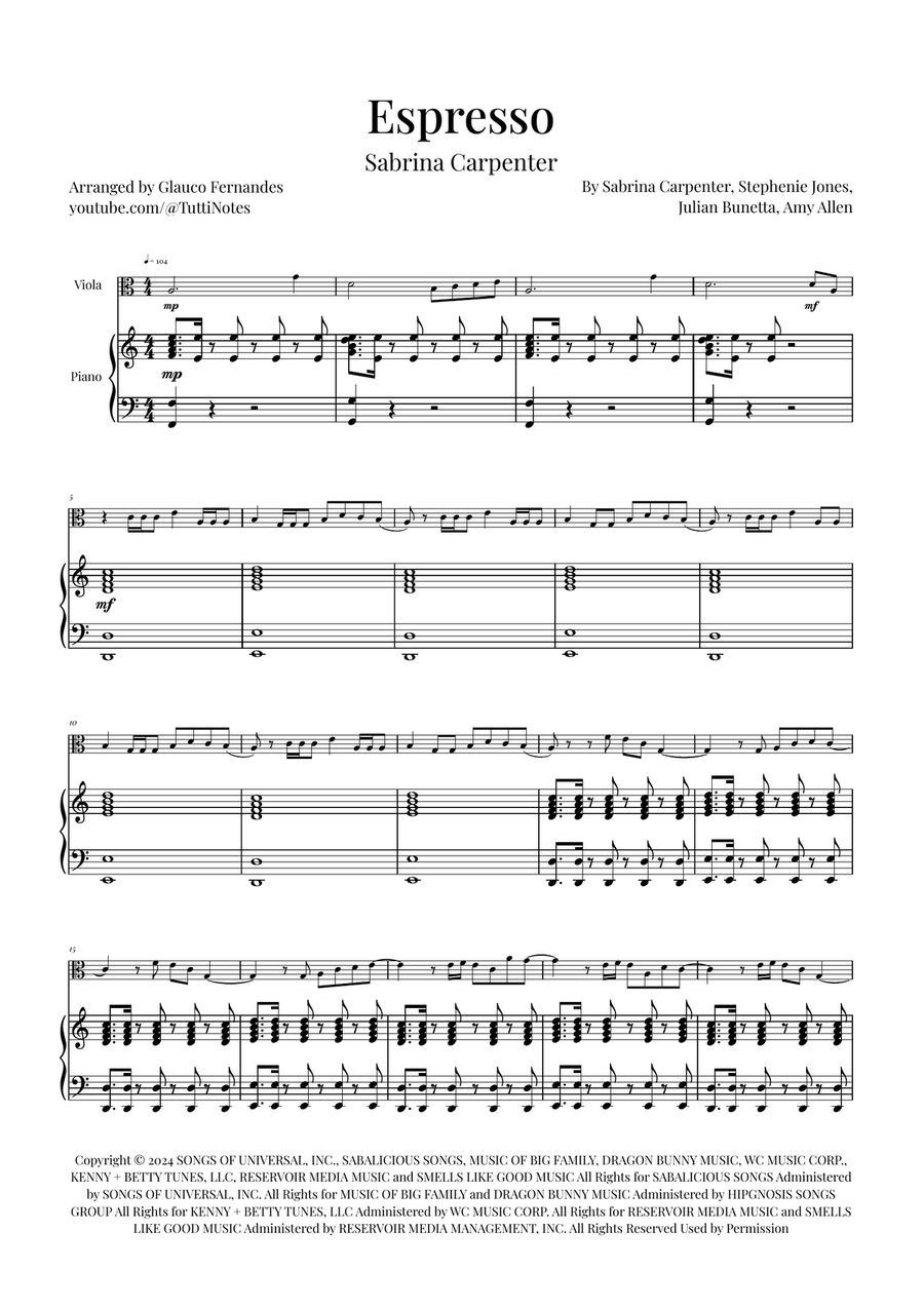 Espresso Viola scores gallery preview page 1