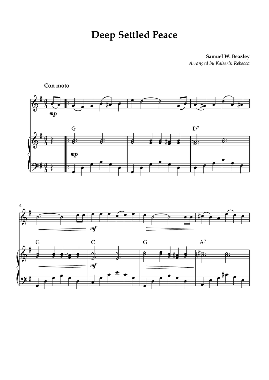 Deep Settled Peace Deep Settled Peace Violin Solo scores gallery preview page 1