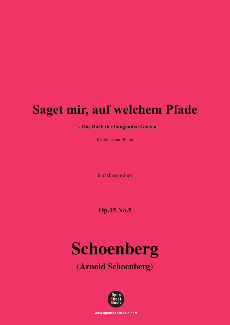 Schoenberg-Saget mir,auf welchem Pfade,in c sharp minor Piano, Vocal scores gallery preview page 1