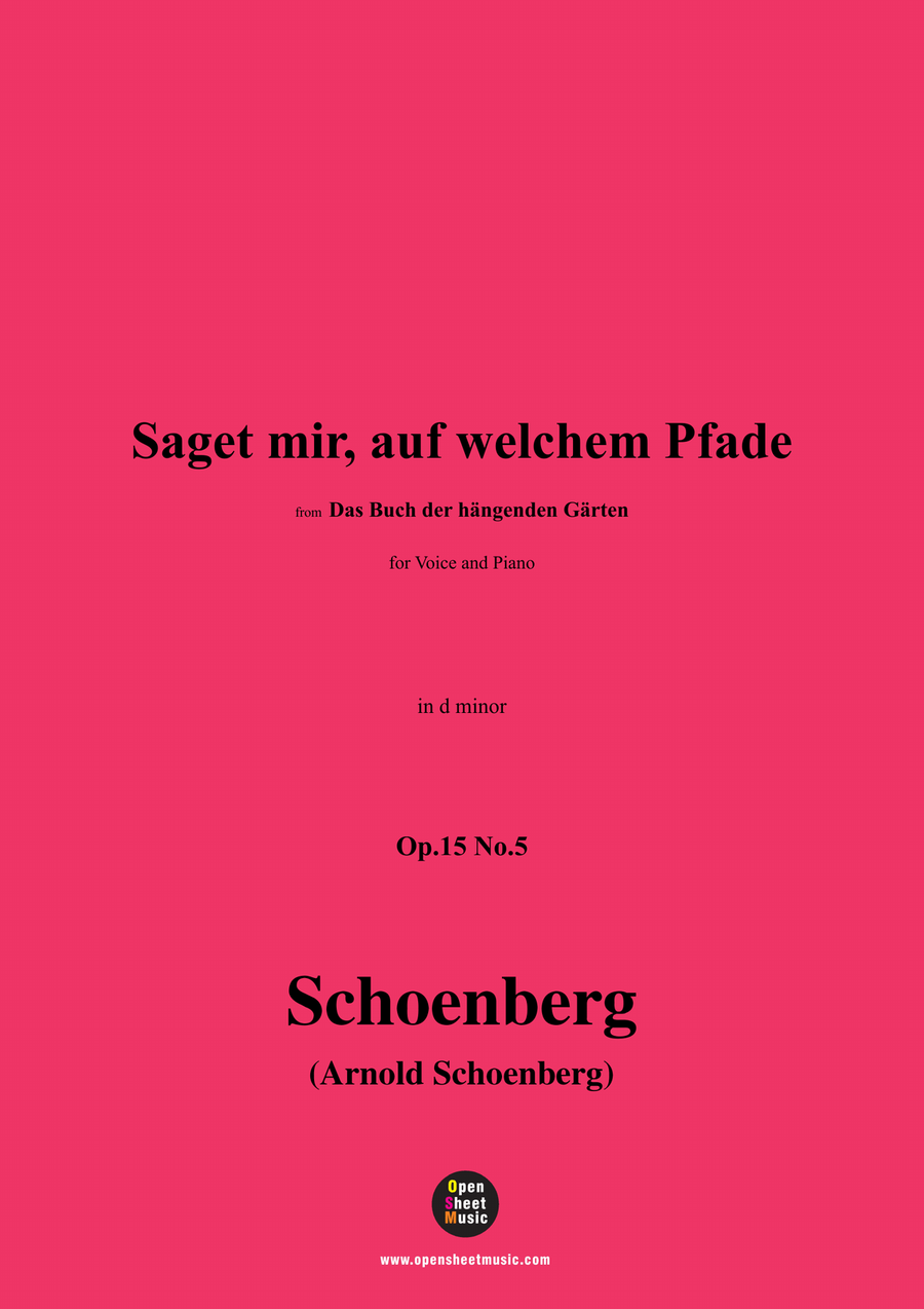 Schoenberg-Saget mir,auf welchem Pfade,in d minor Piano, Vocal scores gallery preview page 1