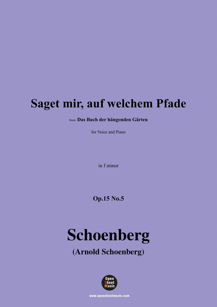 Schoenberg-Saget mir,auf welchem Pfade,in f minor Piano, Vocal scores gallery preview page 1