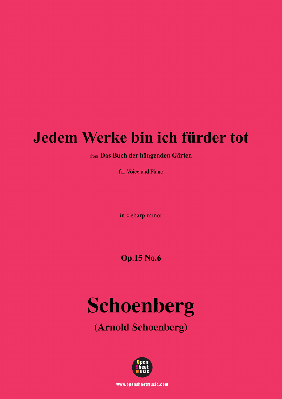 Schoenberg-Jedem Werke bin ich fürder tot,in c sharp minor Piano, Vocal scores gallery preview page 1