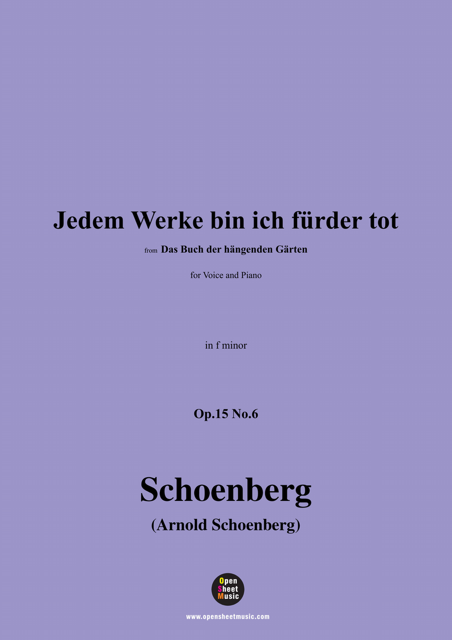 Schoenberg-Jedem Werke bin ich fürder tot,in f minor Piano, Vocal scores gallery preview page 1