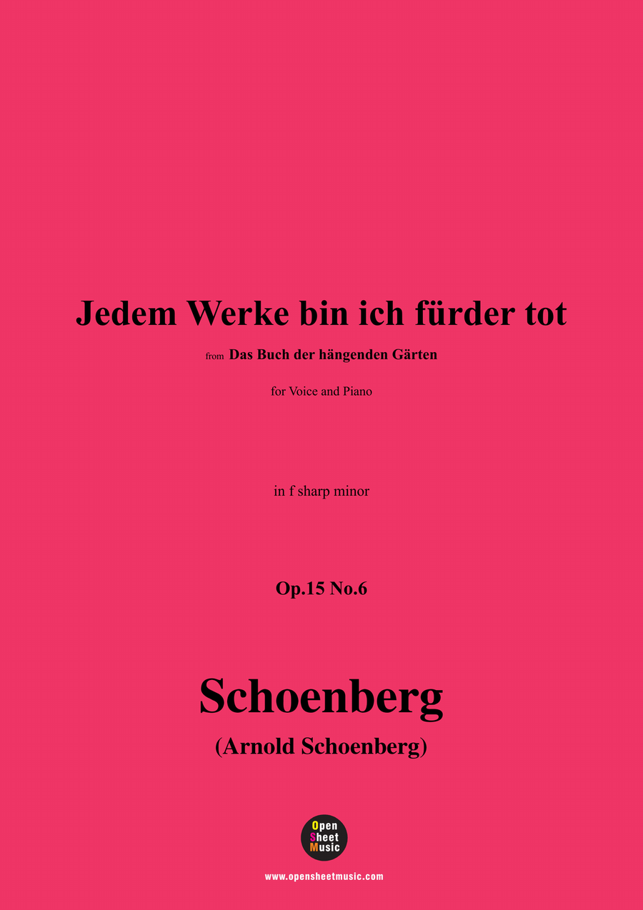 Schoenberg-Jedem Werke bin ich fürder tot,in f sharp minor Piano, Vocal scores gallery preview page 1