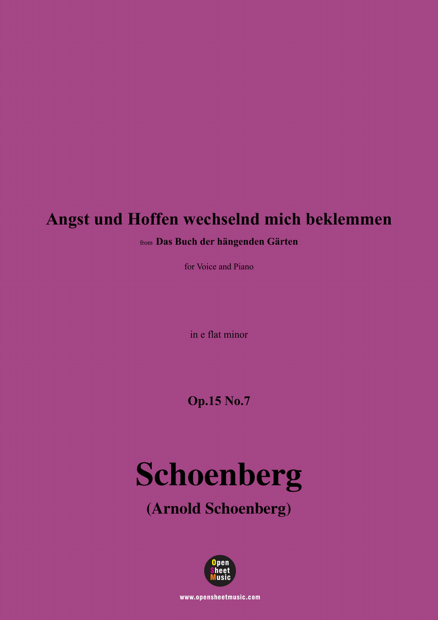 Schoenberg-Angst und Hoffen wechselnd mich beklemmen,in e flat minor Piano, Vocal scores gallery preview page 1