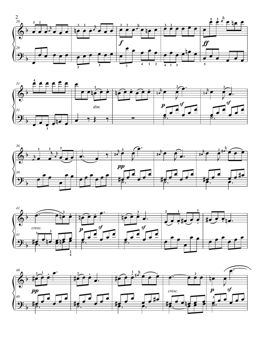 Beethoven Bagatelle in F Major Op.33, No.3 Easy Piano scores gallery preview page 2